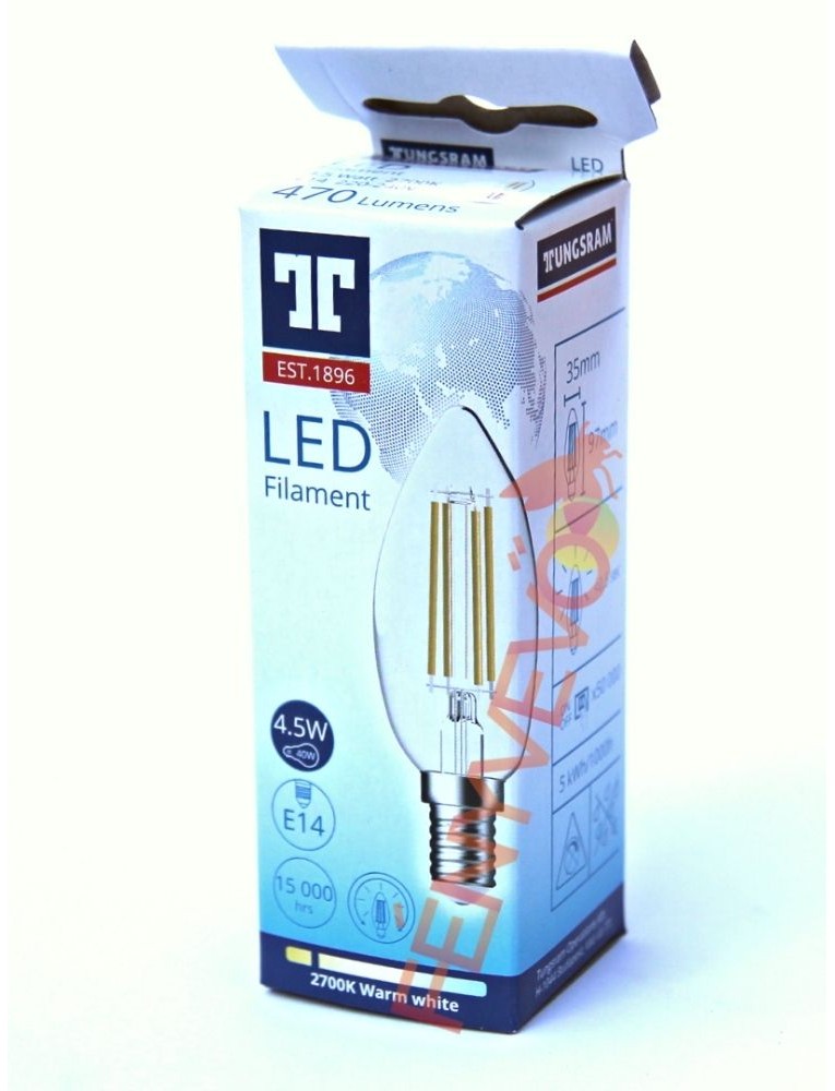 TUNGSRAM E14 LED izz 4 5W filament 2700K Gyertya F nyvev .hu